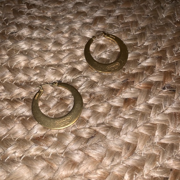 COACH | authentic | gold hoops | earrings - Picture 2 of 2